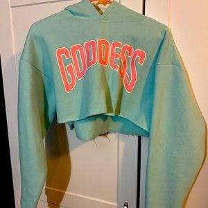 Blue Goddess Cropped Hoodie
